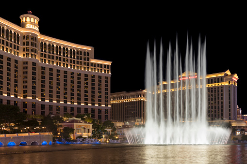 Las Vegas, NV, USA - November 23, 2020: Fountains of Bellagio.