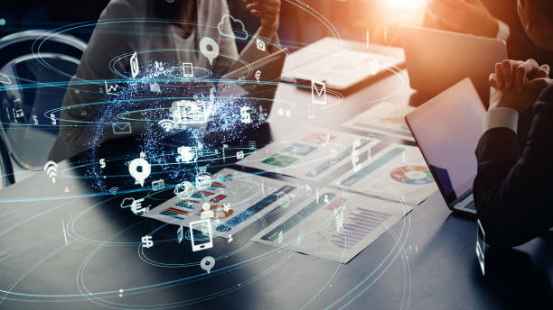 istock Business network concept. Group of businessperson. Teamwork. Data analysis. Management strategy. 1315756619