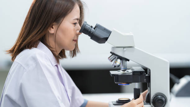 istock A young scientist woman in a laboratory coat looking through a microscope in a laboratory to do research and experiment. Scientist working in a laboratory. Education stock photo 1315803053