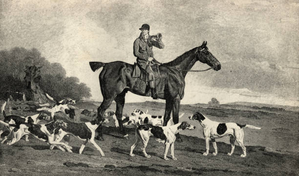 Vintage illustration of Thomas Oldaker, Twenty six years huntsman to the Berkeley Hounds, on his favorite Hunter Brush, 19th Century