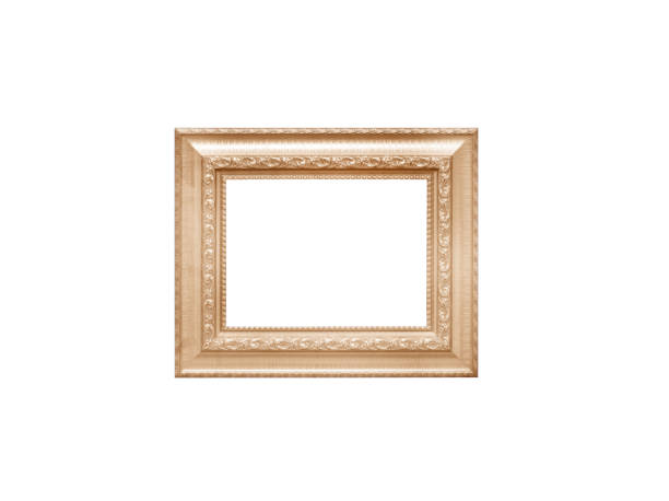 istock Vintage brown picture frame with square shape patterns isolated on white background , clipping path 1315809944