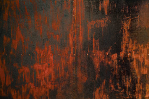 istock old red-brown metal sheet surface with painting brush pattern 1315816019