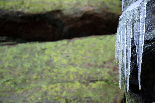 Sequential Drips and Textures Selective Focus Macros of Winter Backgrounds of Frozen and Melting Ice in Western USA (Photos professionally retouched - Lightroom / Photoshop downsampled as needed for clarity and select focus used for dramatic effect)
