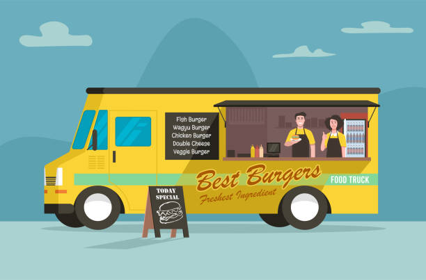 istock Burger Street Food Truck, Flat Style. Vector 1315822162