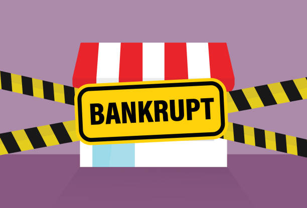 The shop is bankrupt from the economic recession Shop with a bankrupt sign debt ceiling stock illustrations