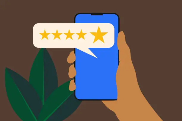 Vector illustration of 5 stars review feedback