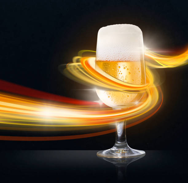istock Beer glass in light beam painting 1315826120