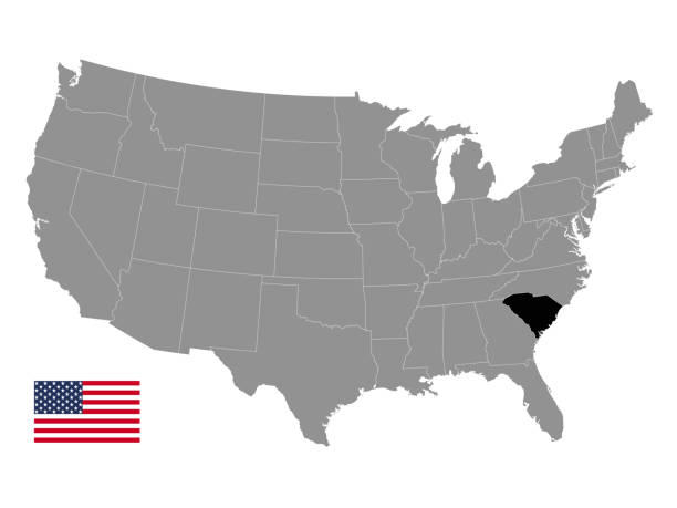 карта южной каролины с американским флагом - south carolina flag interface icons symbol stock illustrations