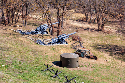 Trenches on Sapun Mountain. Panoramic view of the battles that took place during the Great Patriotic War in 1941-1945. Sevastopol.