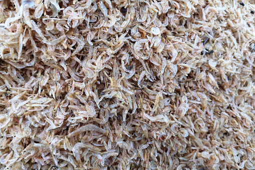 Dried shrimp in supermarket.