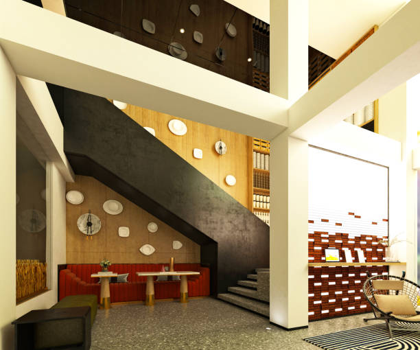 istock 3d render of luxury hotel reception and lobby 1315847979