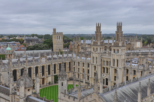 Aerial view of a ancient Cathedral in Oxford