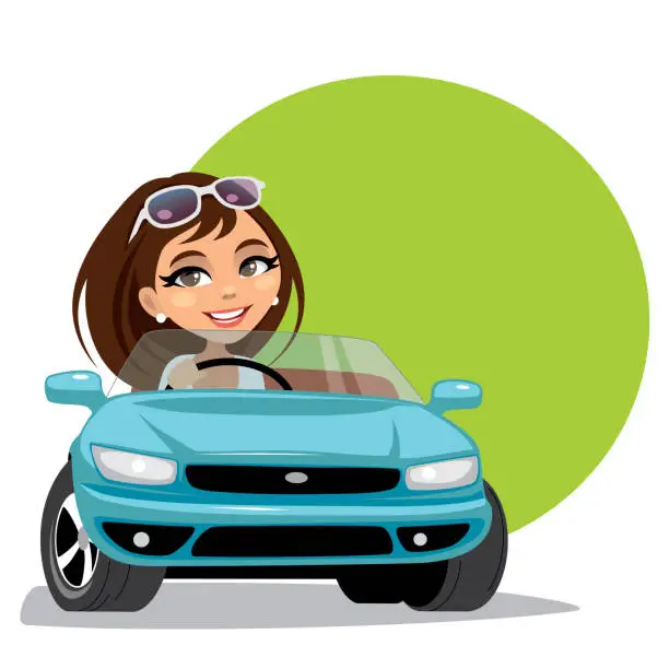 Vector illustration of Woman driving a car