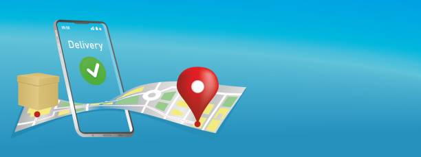 istock Online delivery service concept, online order tracking, delivery home and office. Warehouse, truck, drone, scooter and bicycle courier. Vector illustration. 1315856358