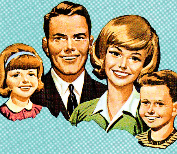 ilustrações, clipart, desenhos animados e ícones de família feliz sorrindo - wife mother offspring daughter