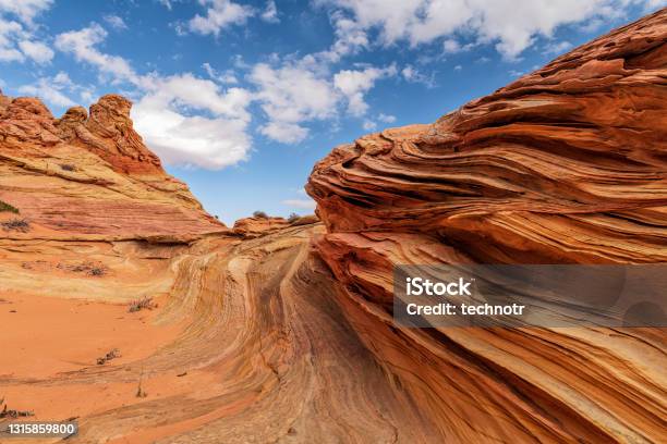 Colorful Rock Formations And Lines At Coyote Buttes South In Arizona Stock Photo - Download Image Now