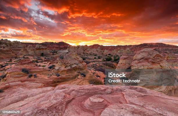 Coyote Buttes South In Arizona At Sunset Stock Photo - Download Image Now - South, Sunset, Escalante