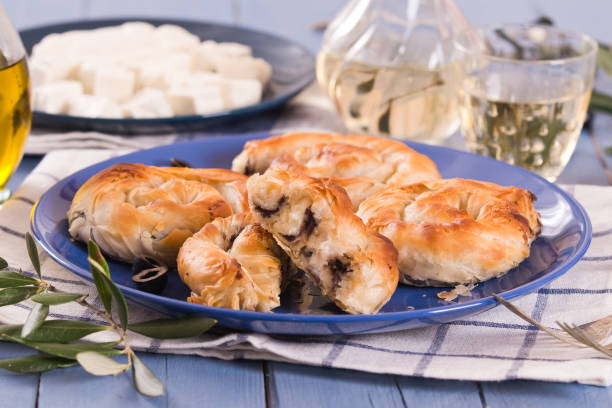 istock Pastry swirls with cheese and olive filling. 1315861987