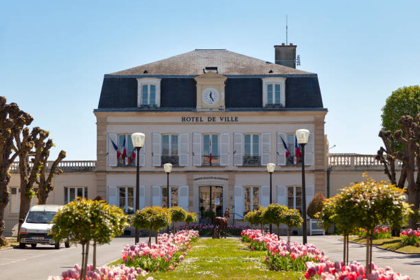 Chantilly, France - April 25 2021: The town hall of Chantilly in the city center.
