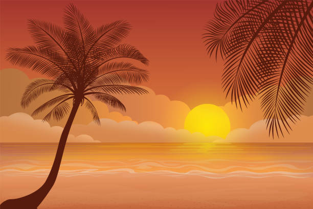 sp02a - sunset beach sky heat stock-grafiken, -clipart, -cartoons und -symbole