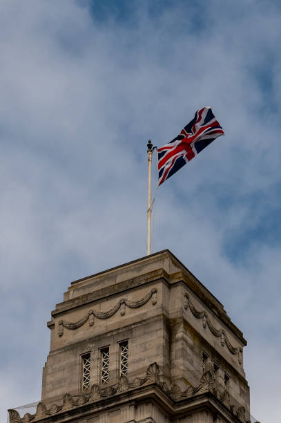istock Union Flag flying on Barnsley town hall clock tower 1315870521