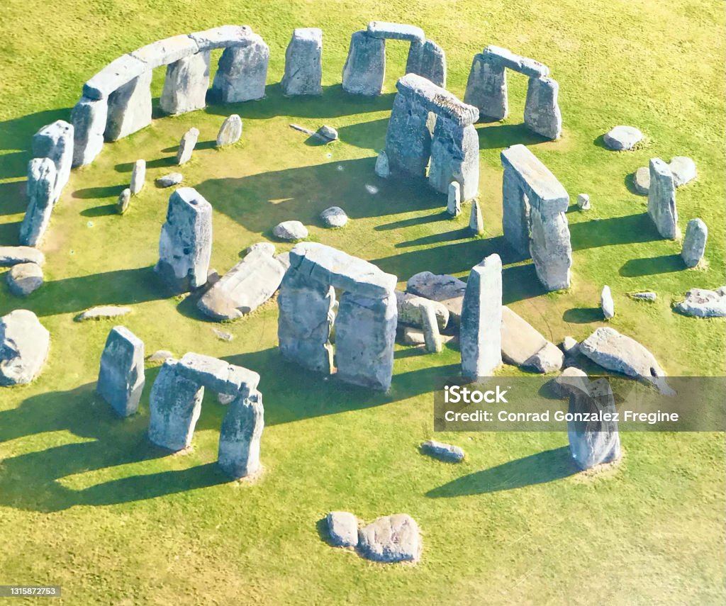 Stonehenge from the air Ancient wonder of the world: Stonehenge Stonehenge Stock Photo