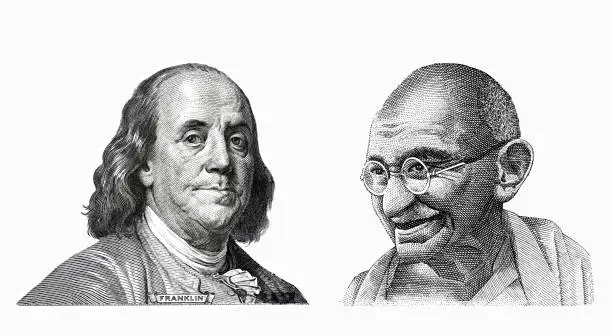 Photo of Benjamin Franklin and Mahatma Gandhi