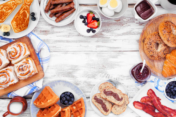istock Fathers Day breakfast frame. Above view on a white wood background. 1315877121