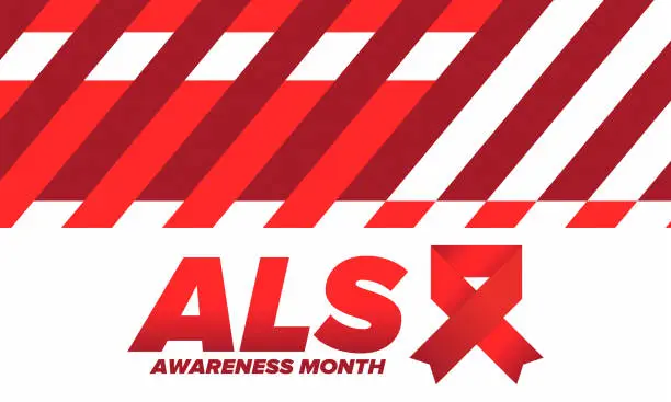 Vector illustration of ALS Awareness Month. Amyotrophic lateral sclerosis. Annual campaign is held in May in United States. Control and protection. Prevention campaign. Medical health care concept. Vector illustration