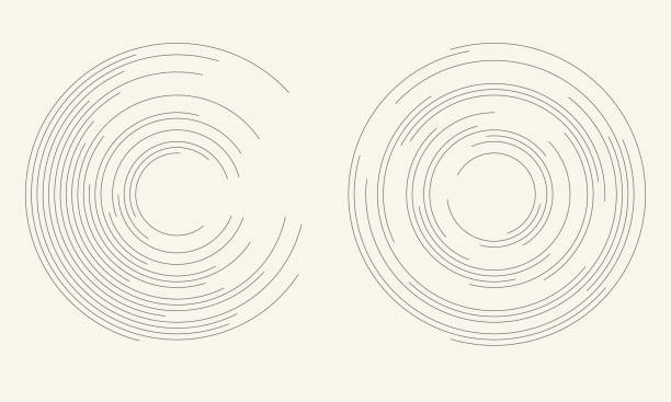 원과 추상적 인 배경. 하프톤 디자인. - abstract design element striped swirl stock illustrations