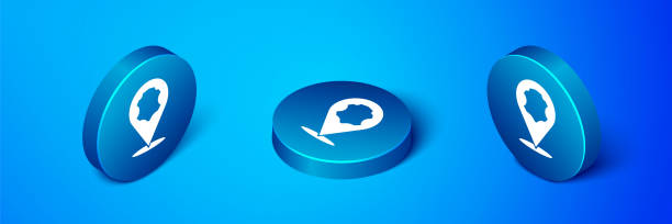 Isometric Leather icon isolated on blue background. Blue circle button. Vector Isometric Leather icon isolated on blue background. Blue circle button. Vector. leather white hide textured stock illustrations