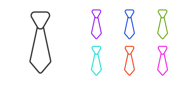 istock Black line Tie icon isolated on white background. Necktie and neckcloth symbol. Set icons colorful. Vector 1315890087