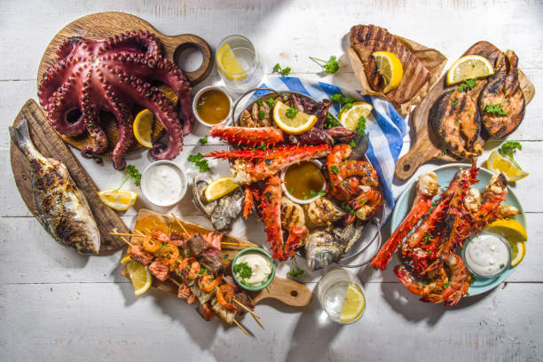 istock Assortment various seafood barbecue grill food 1315890187