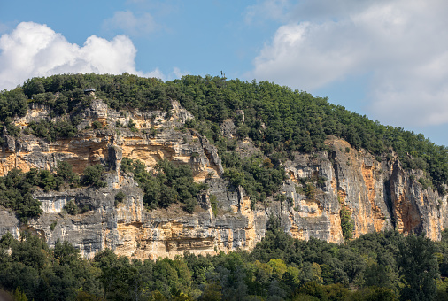 Cliffs on the banks of the river Dordogne in France