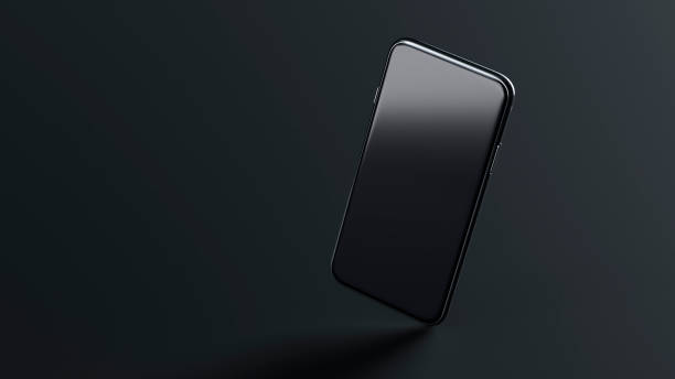 istock Smartphone with blank screen hovers on dark background 1315891479