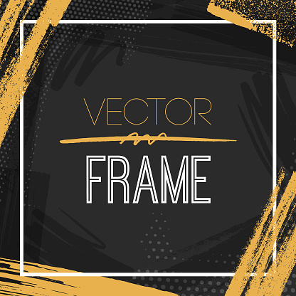 Modern gold and black abstract frame vector background illustration for use as background template for birthday, wedding anniversary invitations