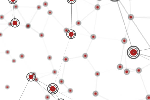 istock Network 3d illustration red circles connected isolated on white background 1315903767