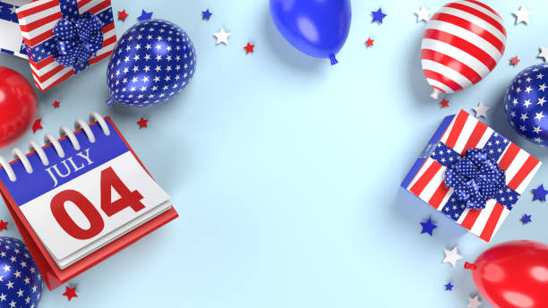 istock 4th of July Independence Day Greeting Card on Blue Background 1315903848