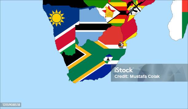 Zentrum Der Karte Von Südafrika Vektorkarten Die Südafrika Und Die ...