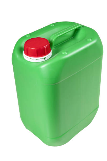 istock Green plastic chemical container. 5 liter liquid packaging. Isolated background. 1315909069
