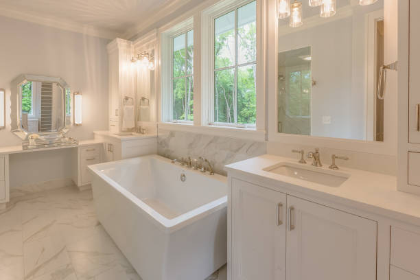istock Large freestanding bathtub with beautiful bathroom design 1315912055