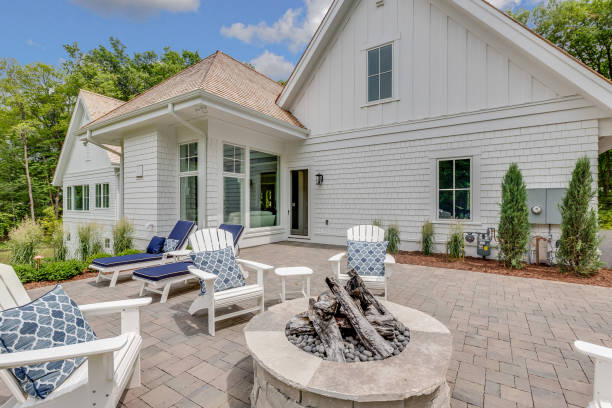 istock Back patio of large house 1315912126