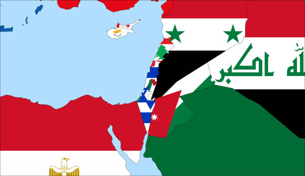 istock Center the map of Palestine. Vector maps showing Palestine and neighboring countries. Flags are indicated on the country maps, the most recent detailed drawing. 1315914221