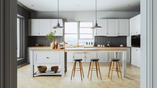 moderne wohnküche - beliebiger ort fotos stock-fotos und bilder