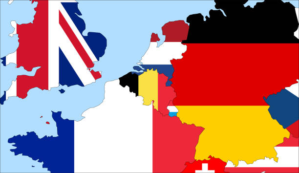 istock Center the map of Belgium. Vector maps showing Belgium and neighboring countries. Flags are indicated on the country maps, the most recent detailed drawing. 1315917397