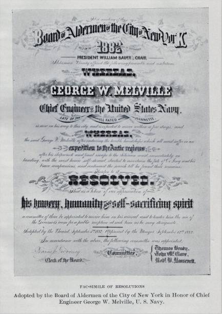 istock Certificate Honoring George Melville for Arctic Exploration, 19th Century US Naval History 1315919220