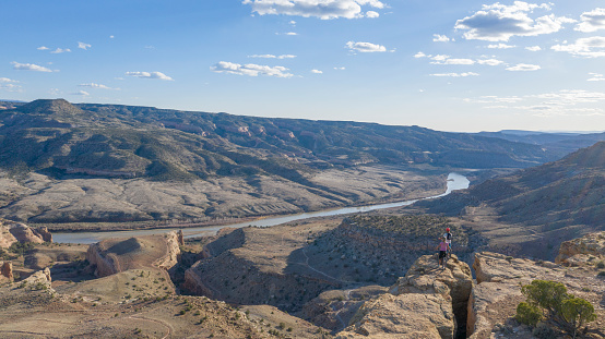 Desert landscape surrounding, Colorado River visible below