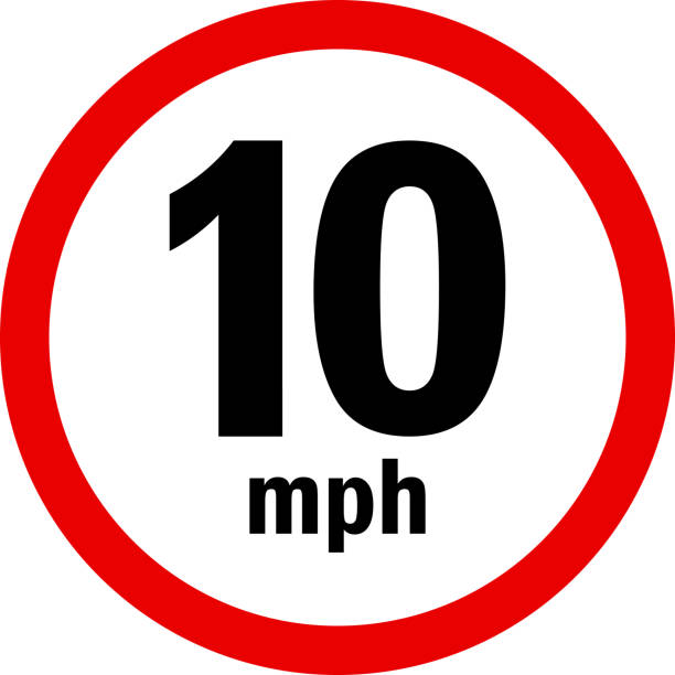 ilustrações de stock, clip art, desenhos animados e ícones de driving speed limit 10 mph sign. - number 10 number sign speed limit sign