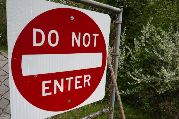 istock Red and white do not enter sign close-up 1315946930