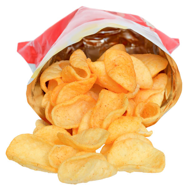 istock Potato chips in packaging close up isolated 1315958940